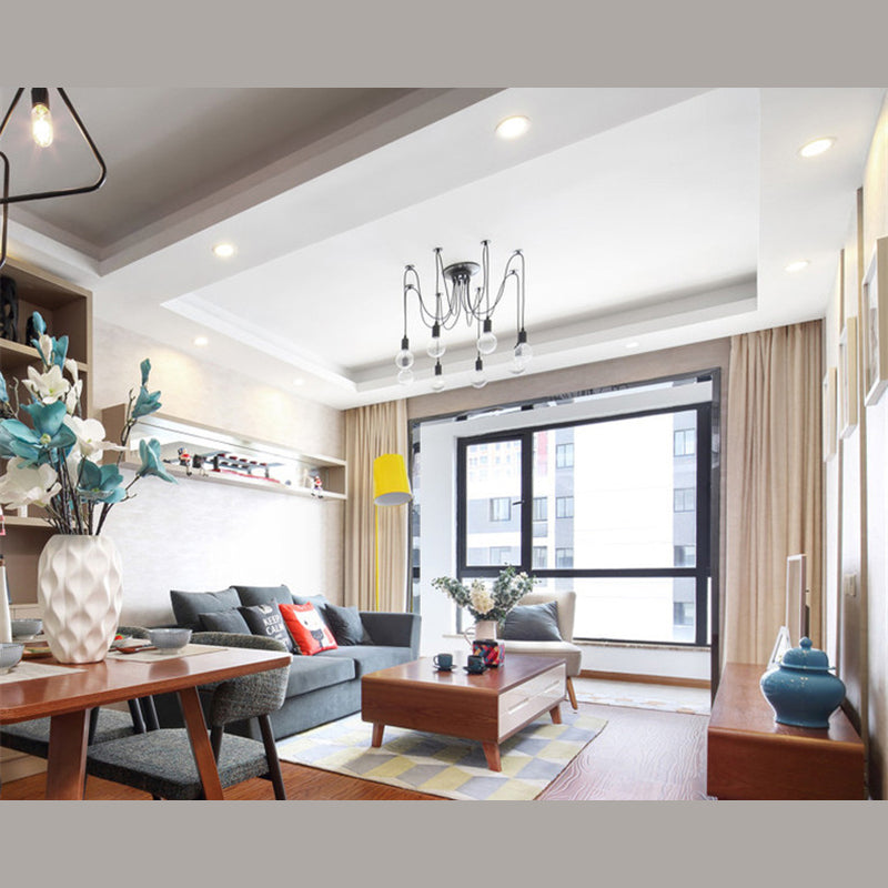 Black Down Lighting Pendant Loft Style Metal Swag Hanging Pendant Light for Living Room