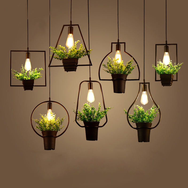 Geometrisch restaurant Hangende hanger lichte loftstijl metalen zwart hangend plafondlicht