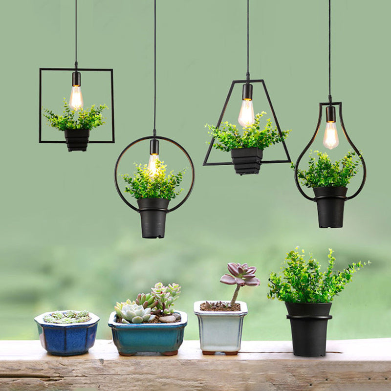 Geometrisch restaurant Hangende hanger lichte loftstijl metalen zwart hangend plafondlicht