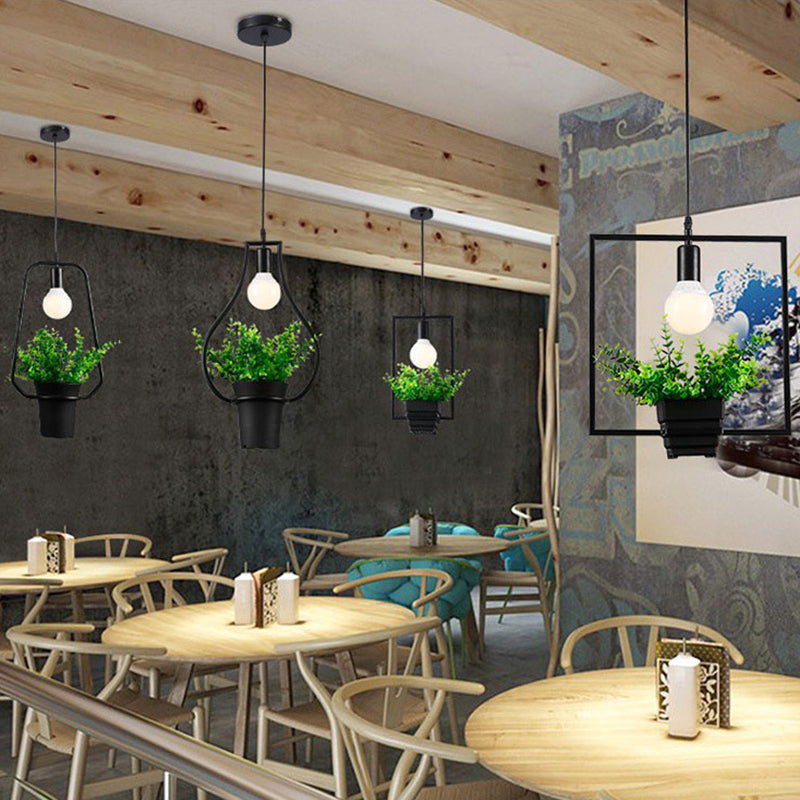 Geometrisch restaurant Hangende hanger lichte loftstijl metalen zwart hangend plafondlicht