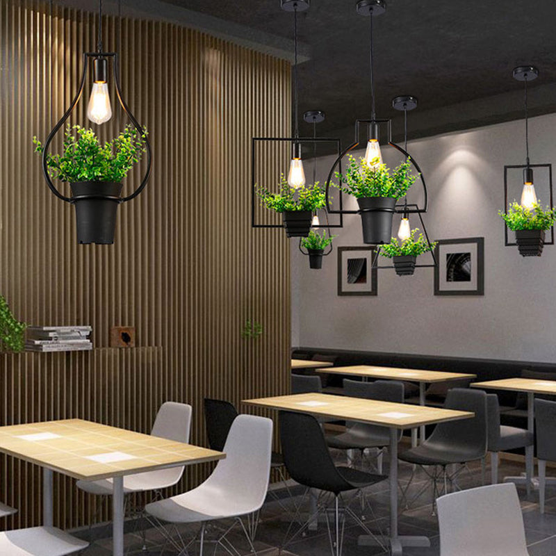 Geometrisch restaurant Hangende hanger lichte loftstijl metalen zwart hangend plafondlicht