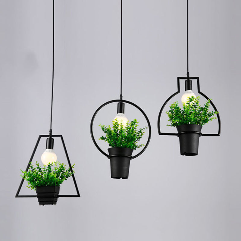 Geometrisch restaurant Hangende hanger lichte loftstijl metalen zwart hangend plafondlicht