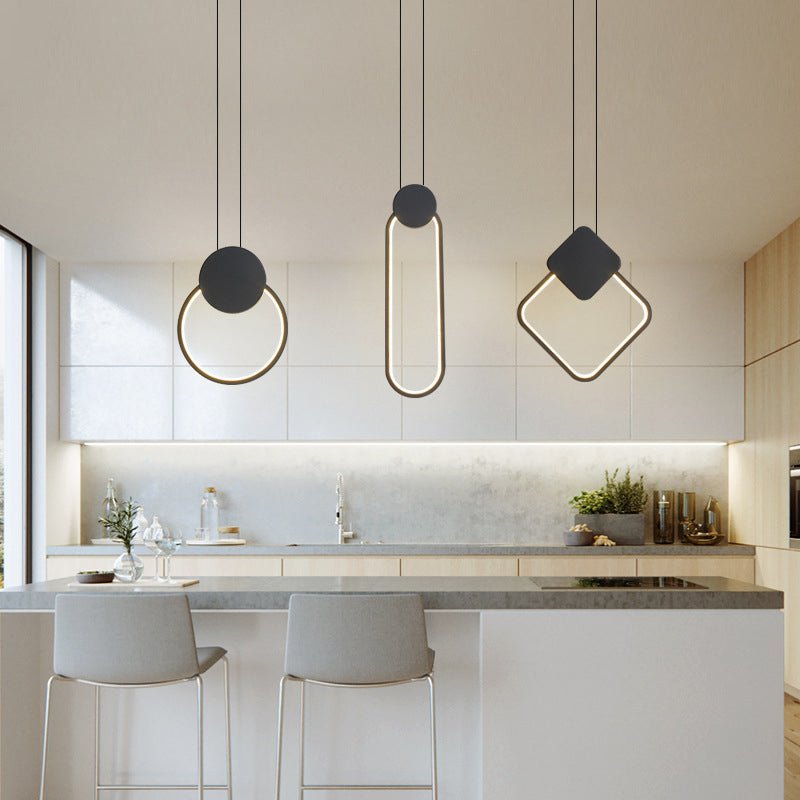 Geometric Acrylic LED Ceiling Light in Modern Singularity Wrought Iron Pendant Light for Commercial Place