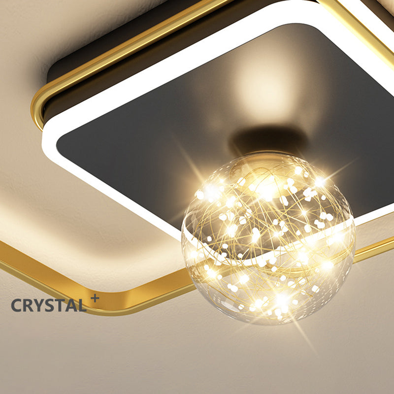 1-Light Black Gold Flush Mount Metal LED Minimalism Ceiling Light Fixture for Bedroom