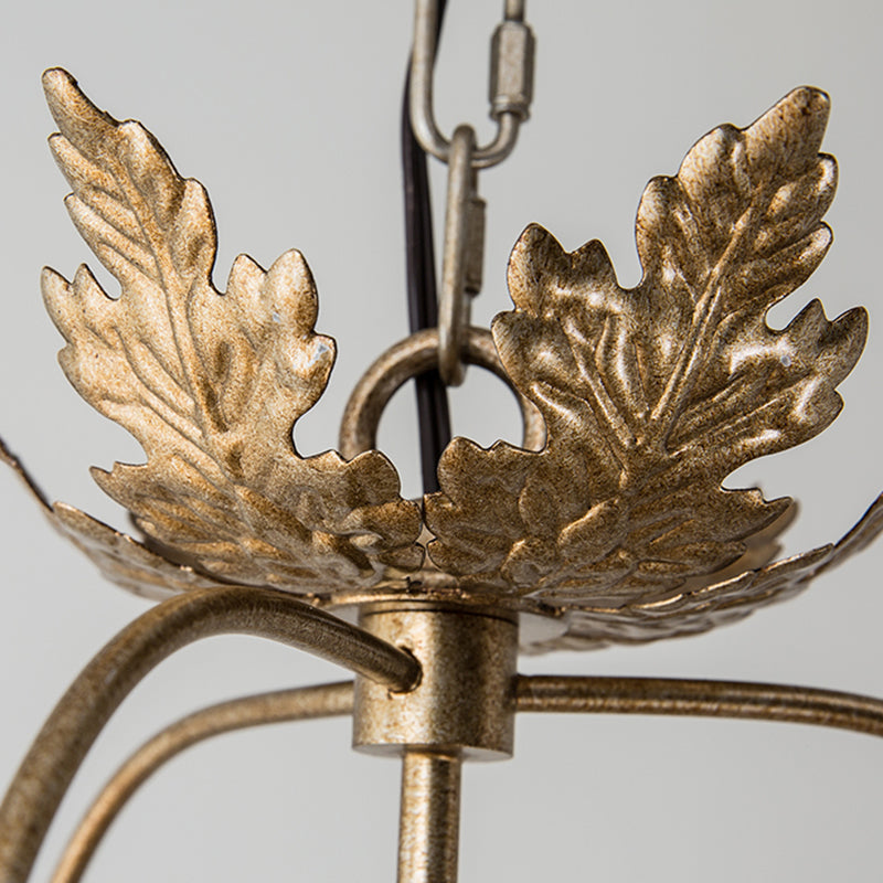12,2 "breites Vintage Rustikalstil Kristallkronleuchter Licht 3 Licht Metallic Blatt dekoratives Schlafzimmer Anhänger Licht in Gold