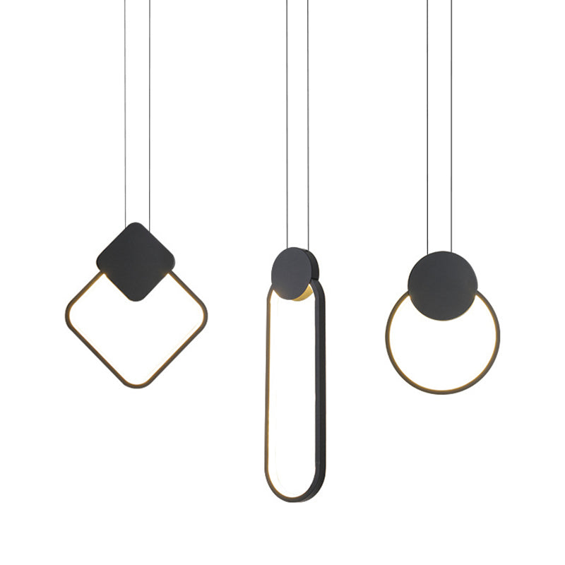 Metaal geometrisch plafond hanglamp moderne stijl led zwarte suspensie hanger licht
