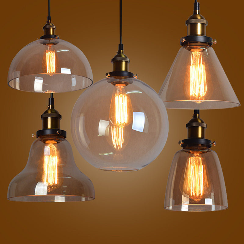 Vintage Industry Style Hanging Light Glass Shade Simplicity Single Bulb Pendant Light for Bedroom Dining Room