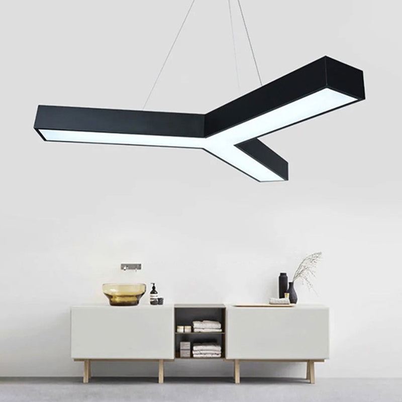 Black Geometric LED Pendant Light in Modern Concise Style Aluminium Hanging Light with Acrylic Shade