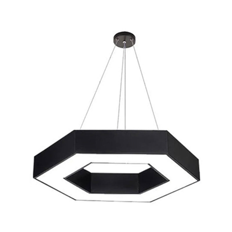 Black Geometric LED Pendant Light in Modern Concise Style Aluminium Hanging Light with Acrylic Shade
