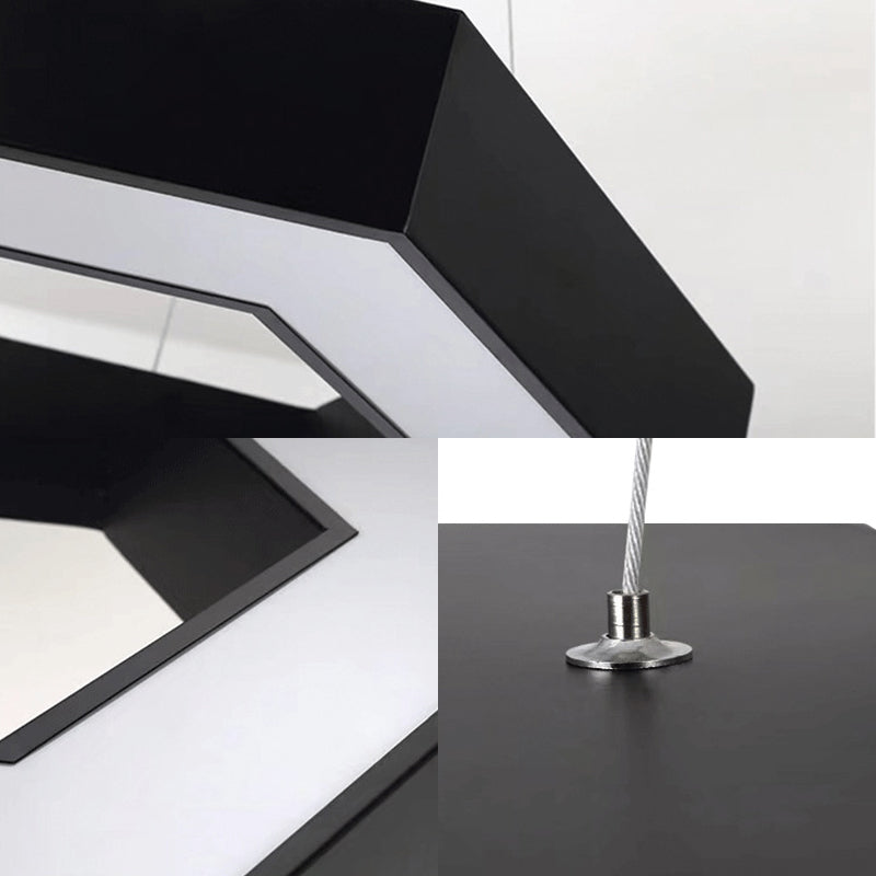 Black Geometric LED Pendant Light in Modern Concise Style Aluminium Hanging Light with Acrylic Shade