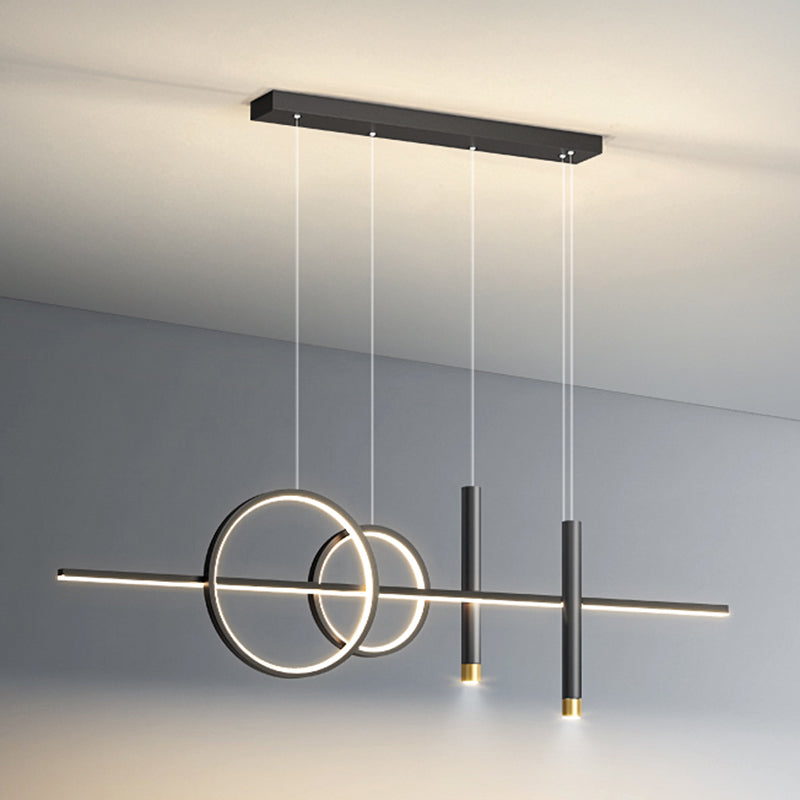 Luce a sospensione a Linear Linear Island a LED in silicone in moderna luce a sospensione in ferro battuto per spazi interni