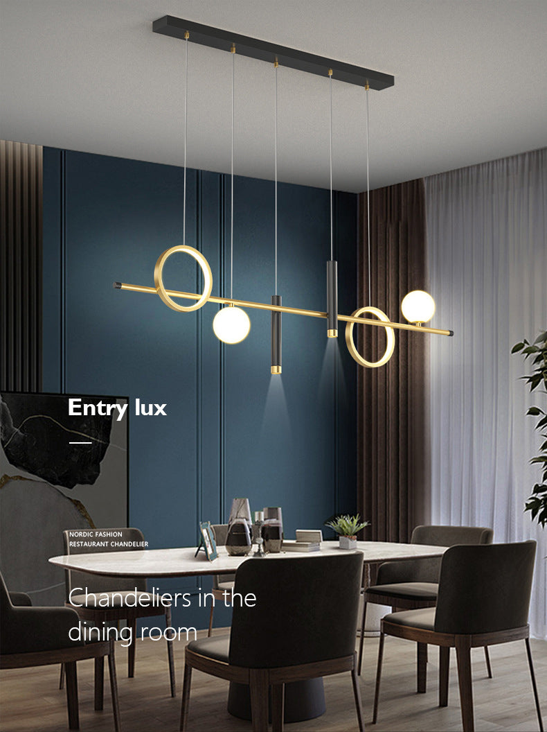 Modern Creative LED Island Light Aluminium Linear Pendant Light with Acrylic Shade