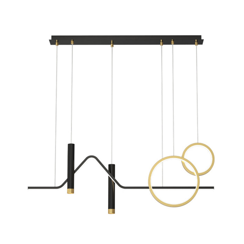 Aluminium LED Linear Pendant Light in Modern Concise Style Wrought Iron Island Light in Black and Gold