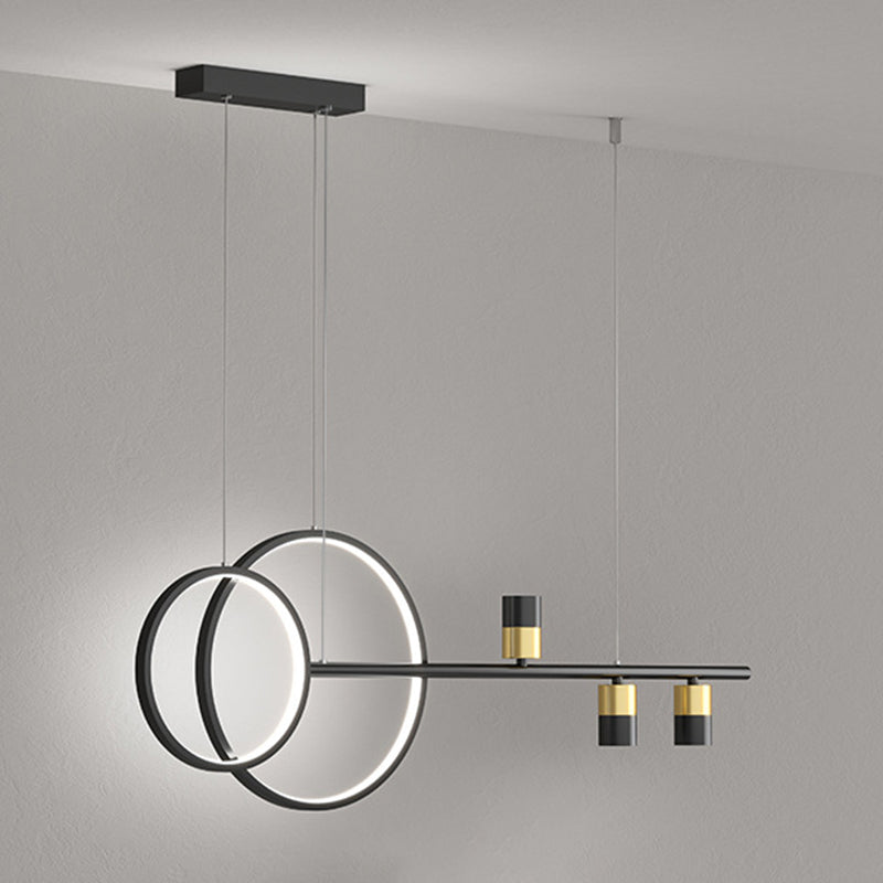 Black and Gold LED Island Pendant Light in Modern Creative Style Wrought Iron Linear Hanging Light with Acrylic Shade
