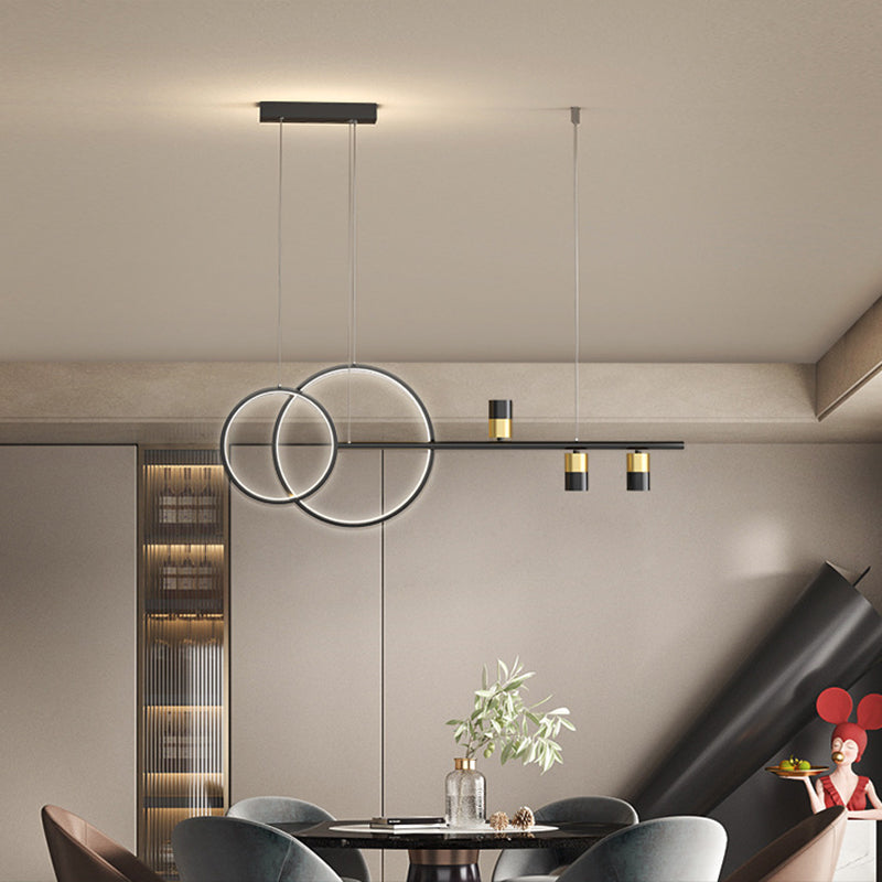 Black and Gold LED Island Pendant Light in Modern Creative Style Wrought Iron Linear Hanging Light with Acrylic Shade
