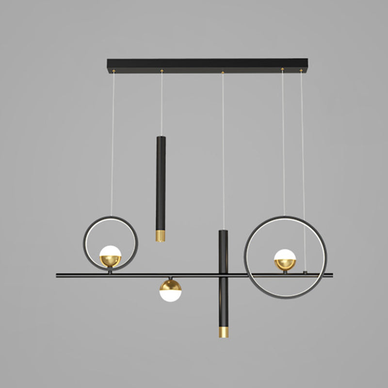 Luce a sospensione dell'isola a led nera nella moderna luce a sospensione lineare in alluminio in alluminio con ombra silicone