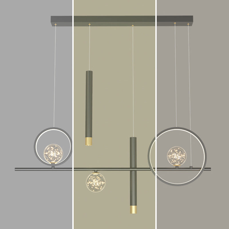Luce a sospensione dell'isola a led nera nella moderna luce a sospensione lineare in alluminio in alluminio con ombra silicone