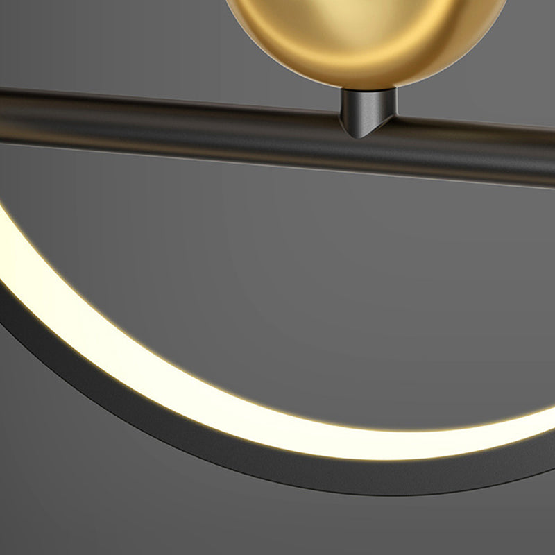 Luce a sospensione dell'isola a led nera nella moderna luce a sospensione lineare in alluminio in alluminio con ombra silicone