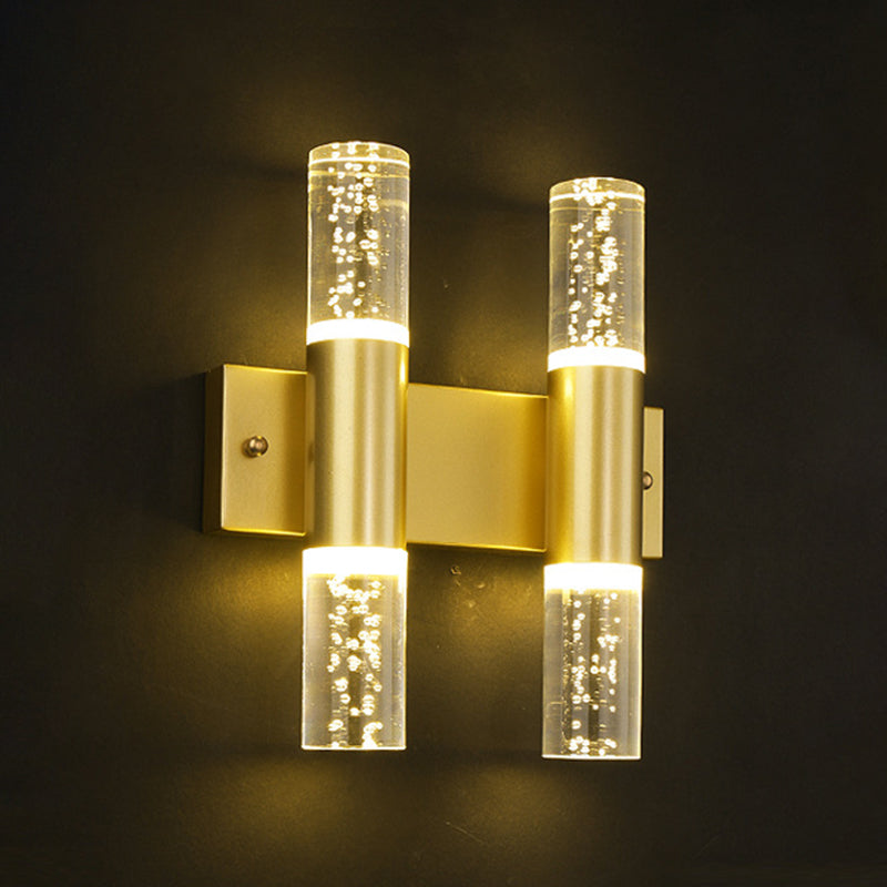 Moderno cilindro in stile di lusso su e giù a parete a led sconce cristallo montato lampada montata per camera da letto