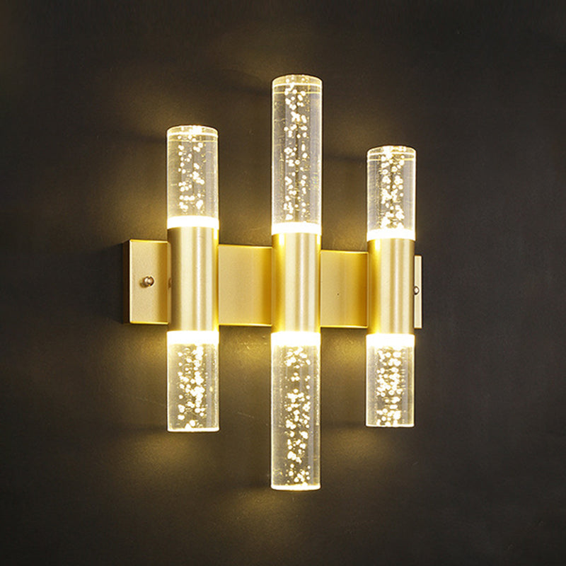 Moderno cilindro in stile di lusso su e giù a parete a led sconce cristallo montato lampada montata per camera da letto