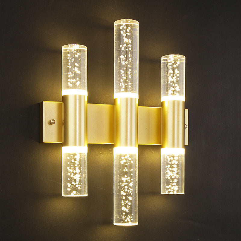 Moderno cilindro in stile di lusso su e giù a parete a led sconce cristallo montato lampada montata per camera da letto