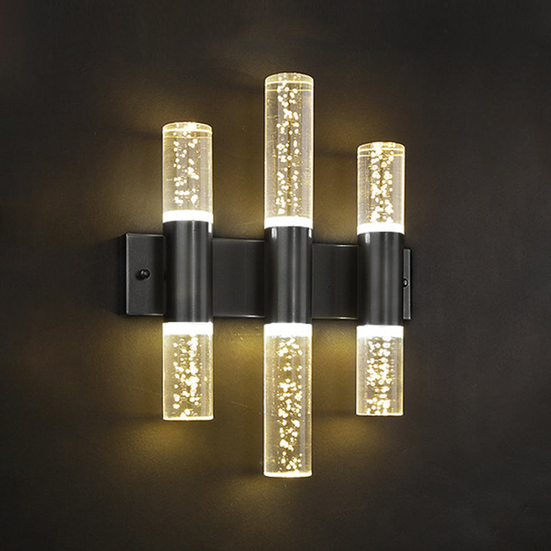 Moderno cilindro in stile di lusso su e giù a parete a led sconce cristallo montato lampada montata per camera da letto