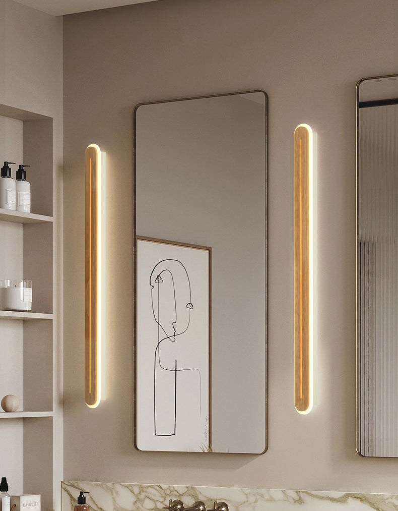 Luci da parete di vanità lineari Vintage Modern Simplicity Speccone parete in legno per bagno