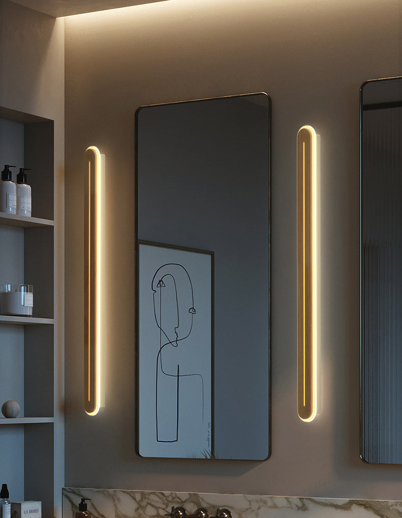 Luci da parete di vanità lineari Vintage Modern Simplicity Speccone parete in legno per bagno