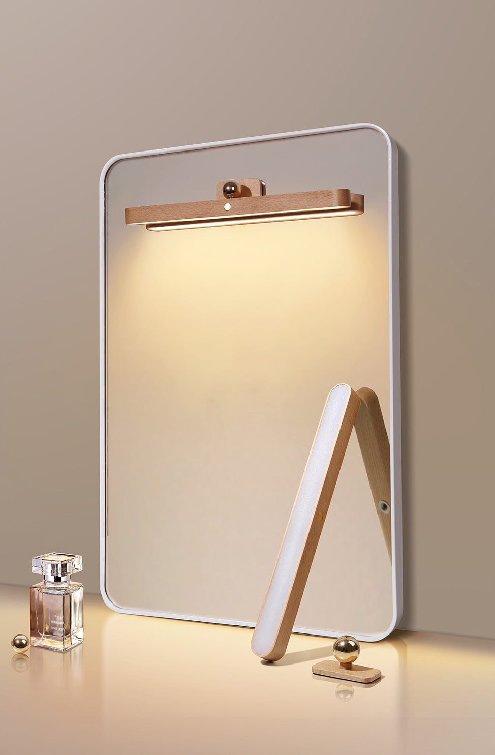 Simplicity Elongated Vanity Mirror Lights Wood Wall Light Fixtures for Bathroom