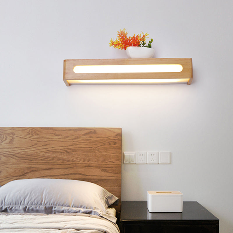 Simplicity Rectangle Vanity Mirror Lights Wood Wall Light Fixtures for Bathroom