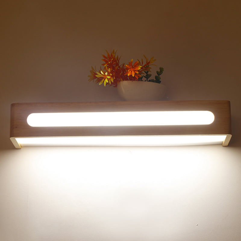 Semplicità rettangolo di vanità specchio luci da parete in legno per bagno