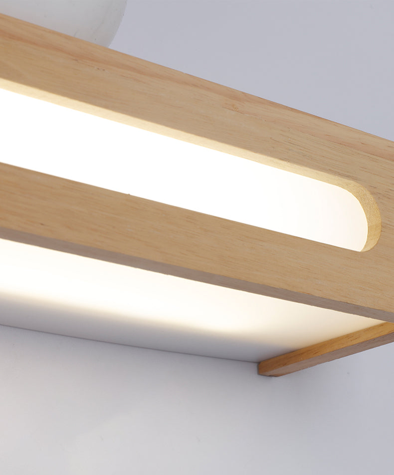 Semplicità rettangolo di vanità specchio luci da parete in legno per bagno