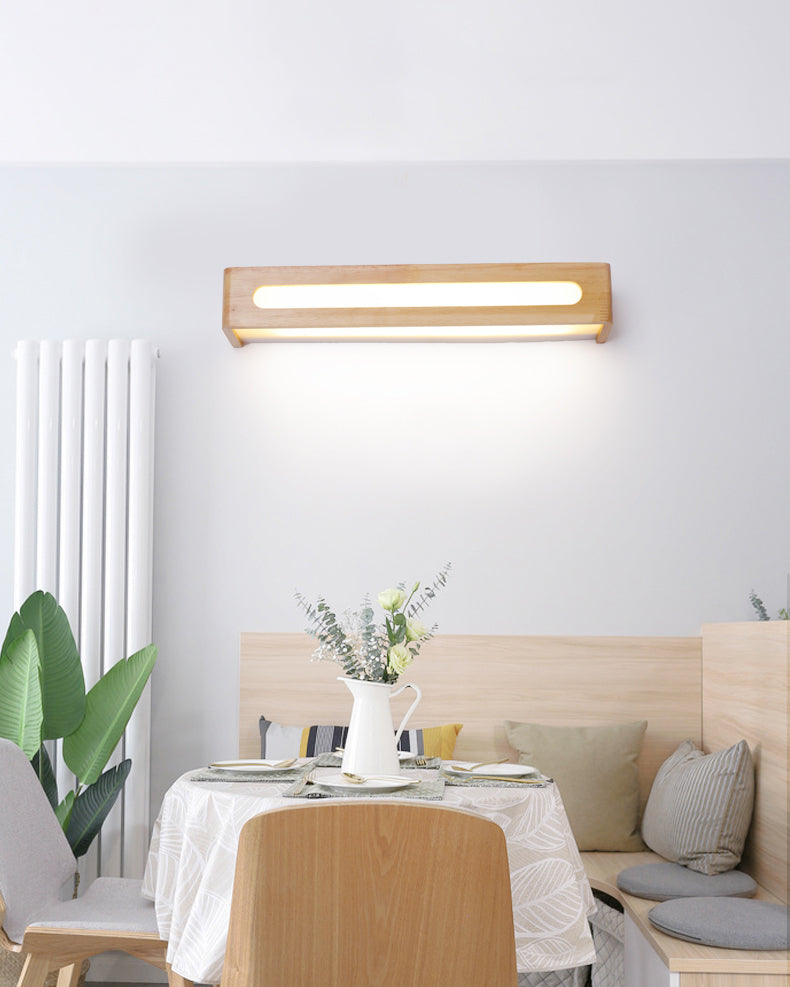 Semplicità rettangolo di vanità specchio luci da parete in legno per bagno