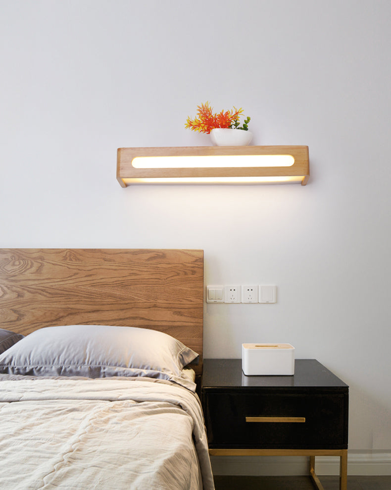 Semplicità rettangolo di vanità specchio luci da parete in legno per bagno