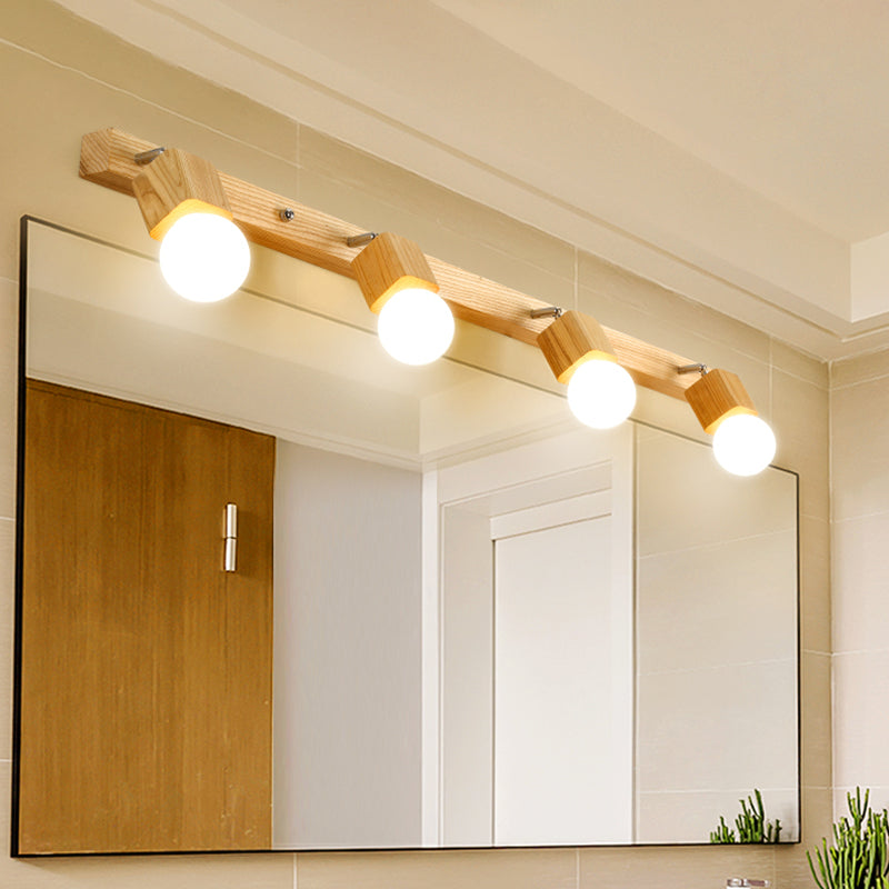 Bare Bulb Vanity Sconce Lights Ultra-modern Wood Wall Sconce Lighting for Bathroom