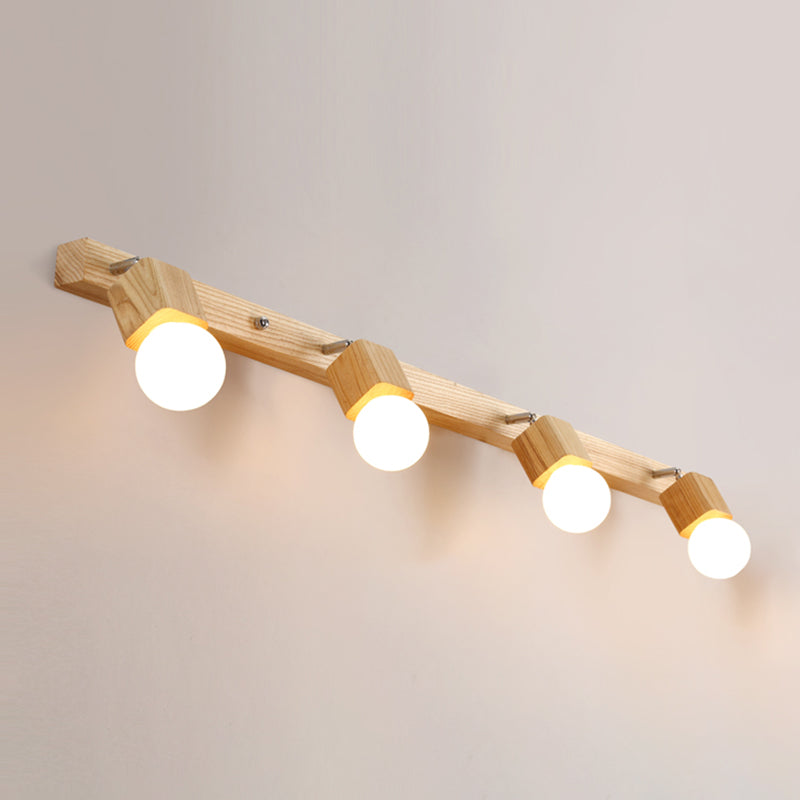 Bare Bulb Vanity Sconce Lights Ultra-modern Wood Wall Sconce Lighting for Bathroom