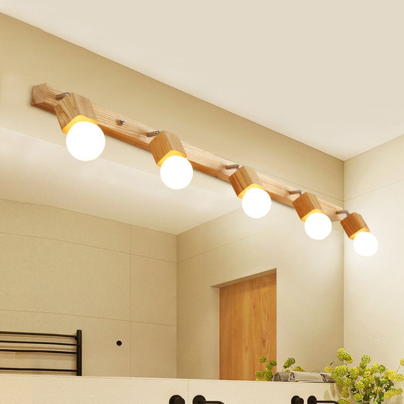 Bare Bulb Vanity Sconce Lights Ultra-modern Wood Wall Sconce Lighting for Bathroom