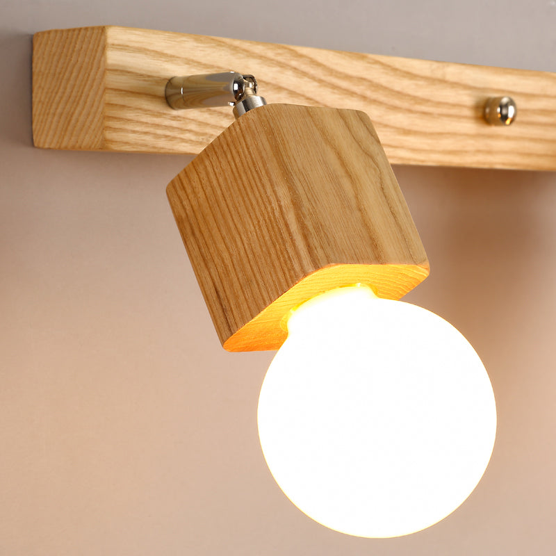Bare Bulb Vanity Sconce Lights Ultra-modern Wood Wall Sconce Lighting for Bathroom