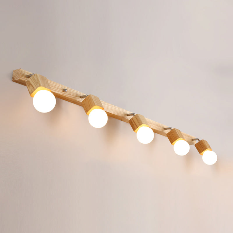 Bare Bulb Vanity Sconce Lights Ultra-modern Wood Wall Sconce Lighting for Bathroom