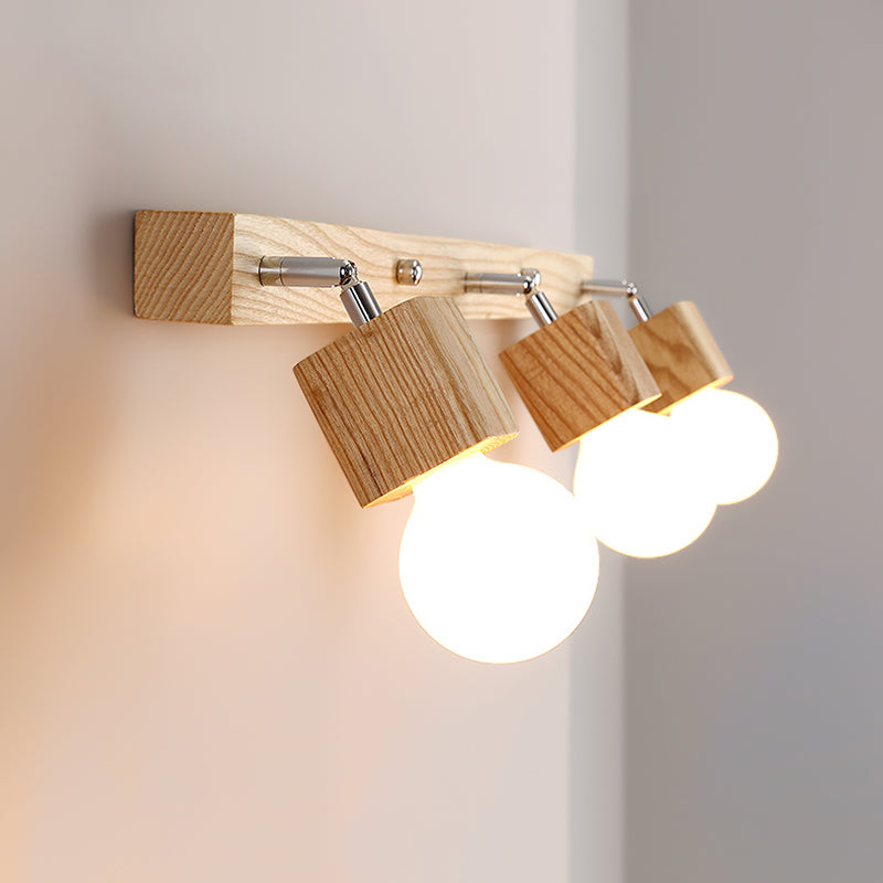 Bare Bulb Vanity Sconce Lights Ultra-modern Wood Wall Sconce Lighting for Bathroom