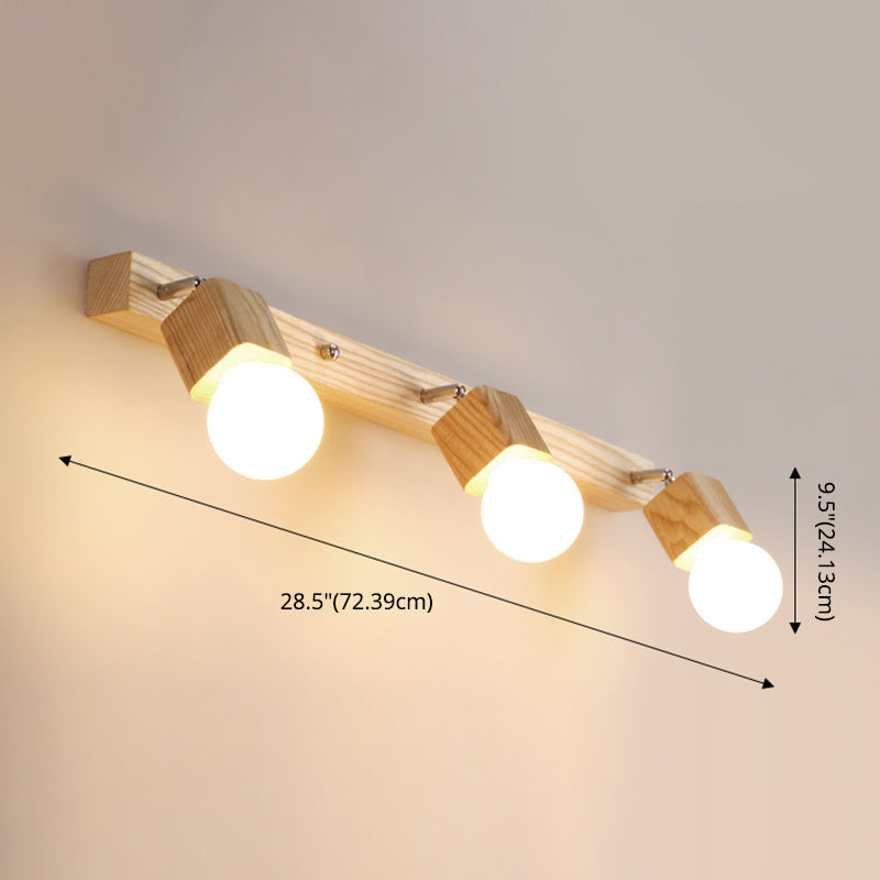 Bare Bulb Vanity Sconce Lights Ultra-modern Wood Wall Sconce Lighting for Bathroom