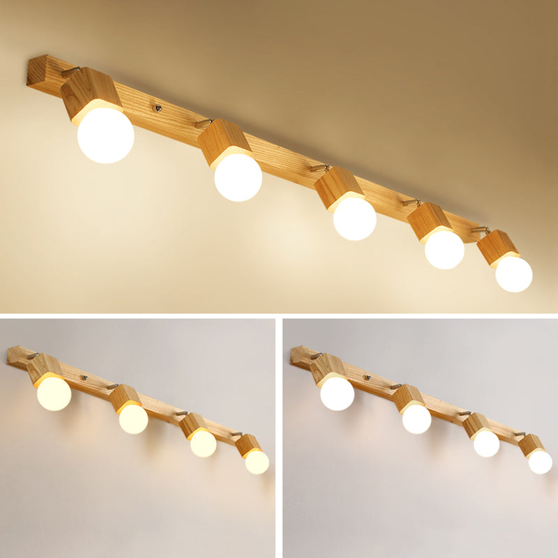 Bare Bulb Vanity Sconce Lights Ultra-modern Wood Wall Sconce Lighting for Bathroom