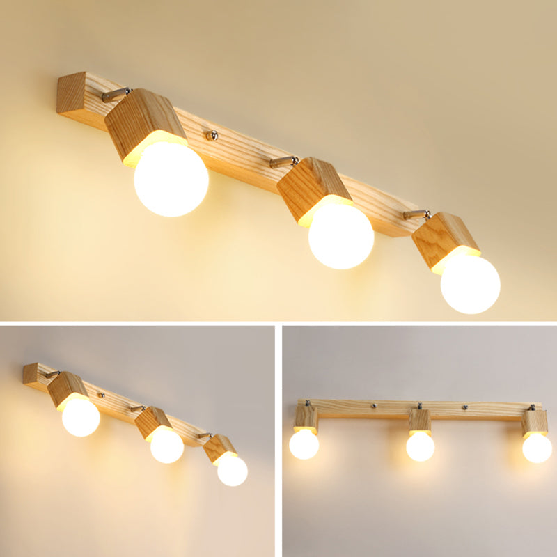 Bare Bulb Vanity Sconce Lights Ultra-modern Wood Wall Sconce Lighting for Bathroom