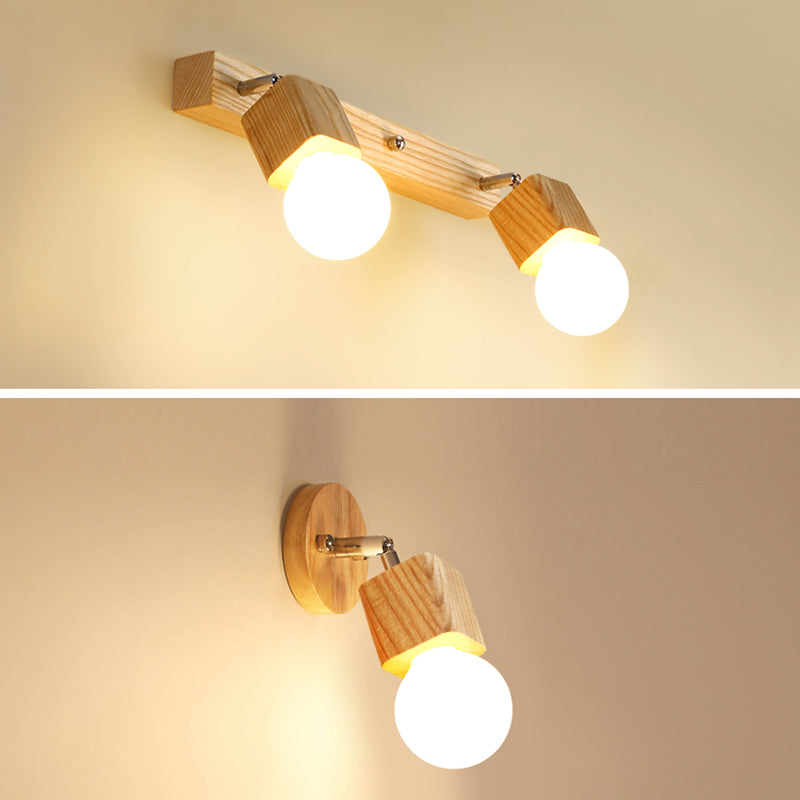 Bare Bulb Vanity Sconce Lights Ultra-modern Wood Wall Sconce Lighting for Bathroom