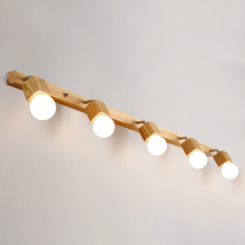 Bare Bulb Vanity Sconce Lights Ultra-modern Wood Wall Sconce Lighting for Bathroom