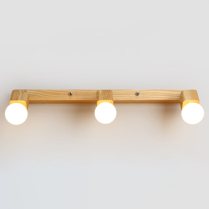 Bare Bulb Vanity Sconce Lights Ultra-modern Wood Wall Sconce Lighting for Bathroom