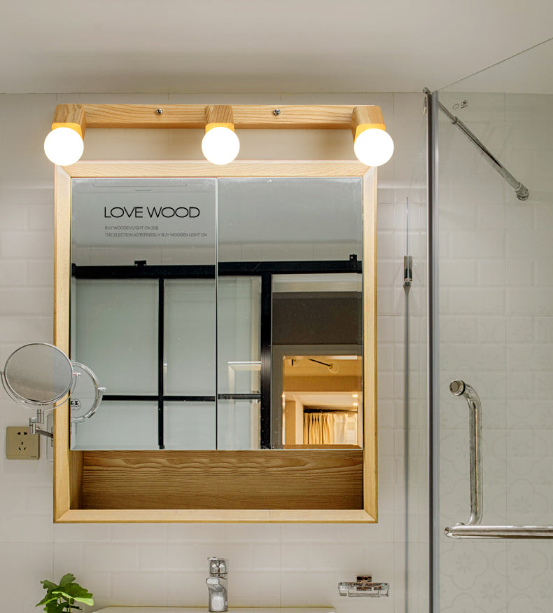 Bare Bulb Vanity Sconce Lights Ultra-modern Wood Wall Sconce Lighting for Bathroom