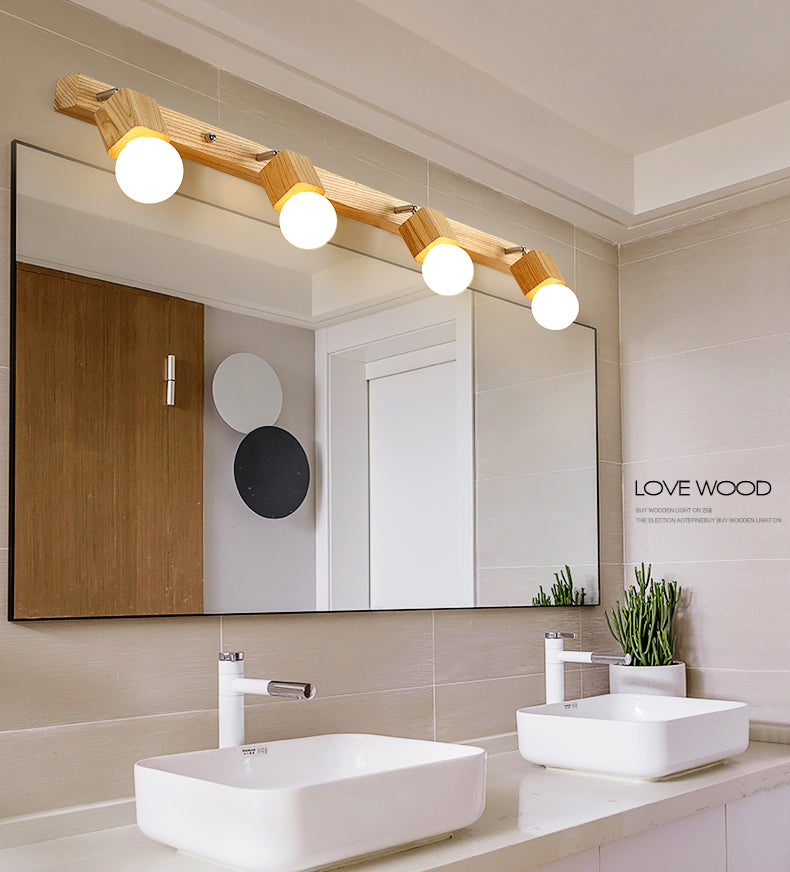 Bare Bulb Vanity Sconce Lights Ultra-modern Wood Wall Sconce Lighting for Bathroom