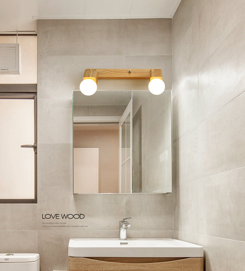 Bare Bulb Vanity Sconce Lights Ultra-modern Wood Wall Sconce Lighting for Bathroom