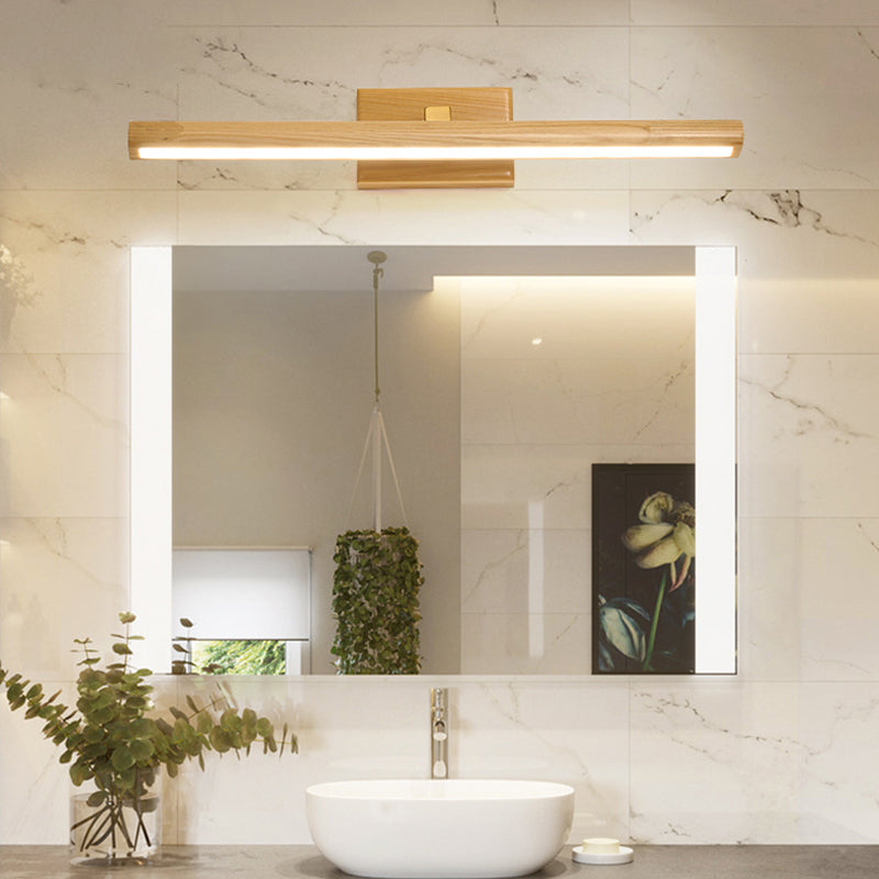 Simplicity Elongated Vanity Mirror Lights Wood Wall Light Fixtures for Bathroom